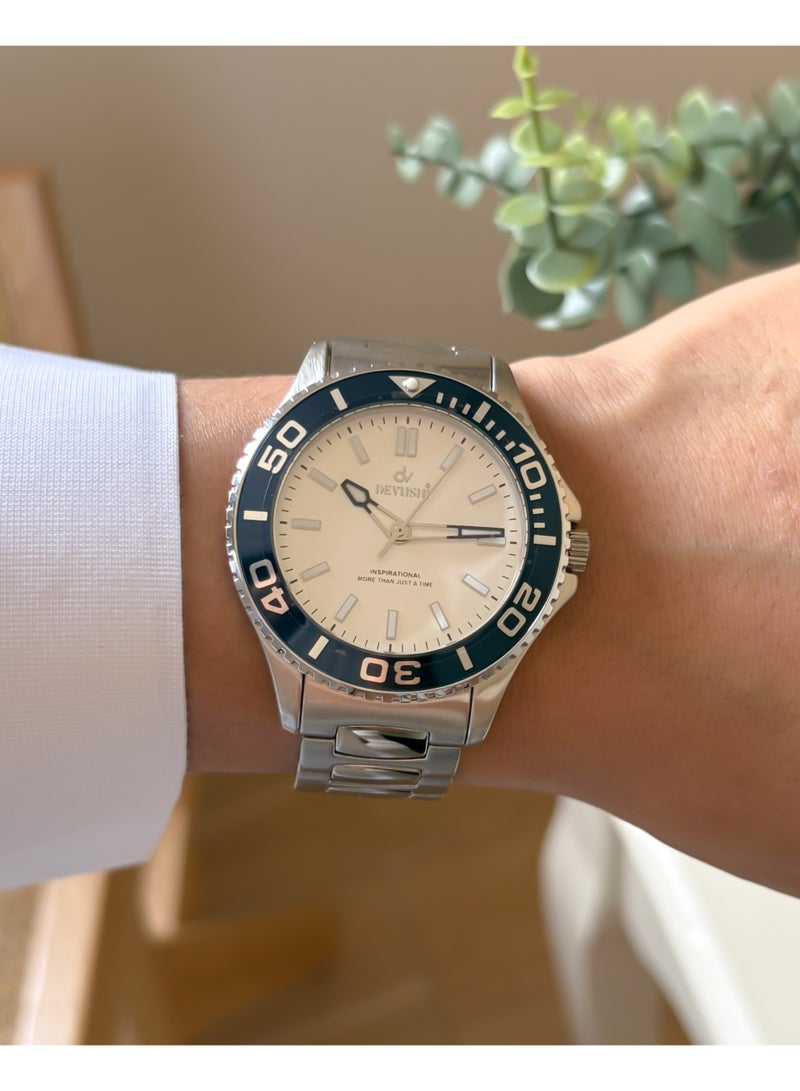 ديفوشي ساعة ديفوشي رجالية كاجوال فضي – سوار استيل وميناء مميز - Image 1